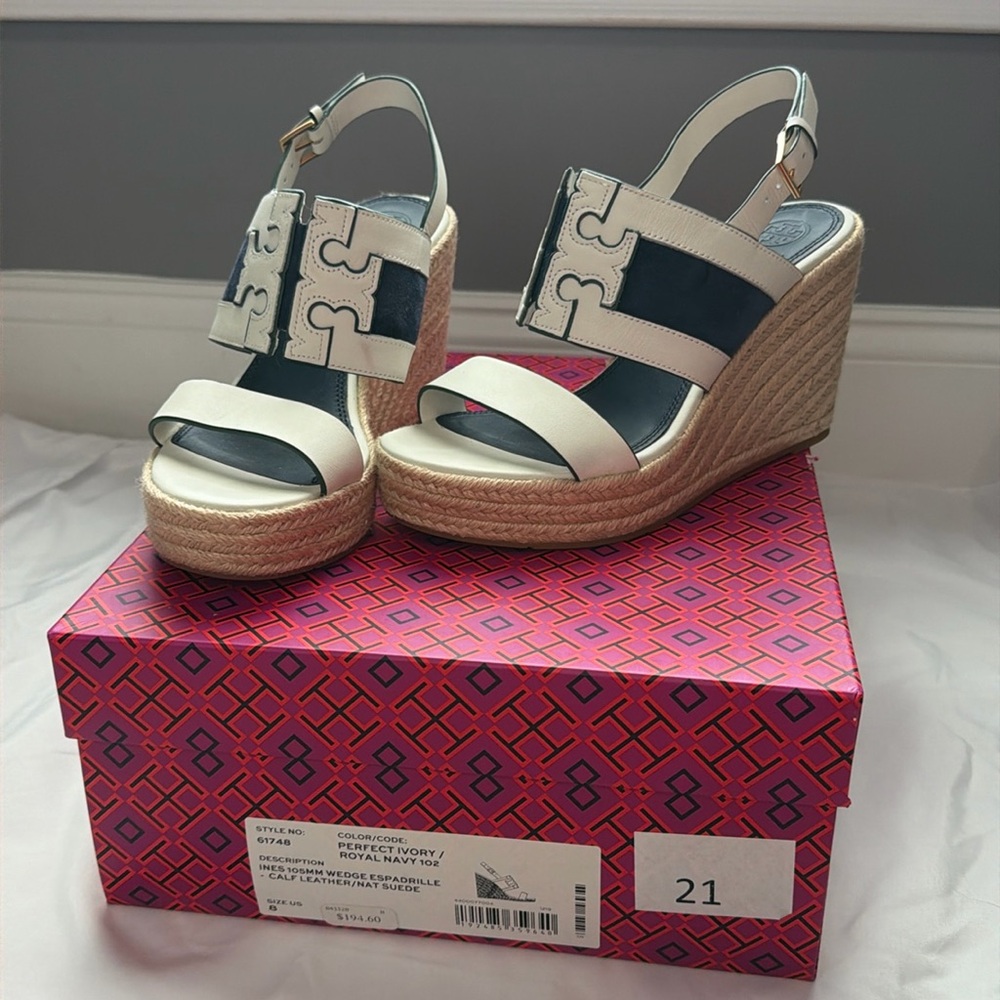 Like New Tory Burch Ines Wedge Espadrille Sandal